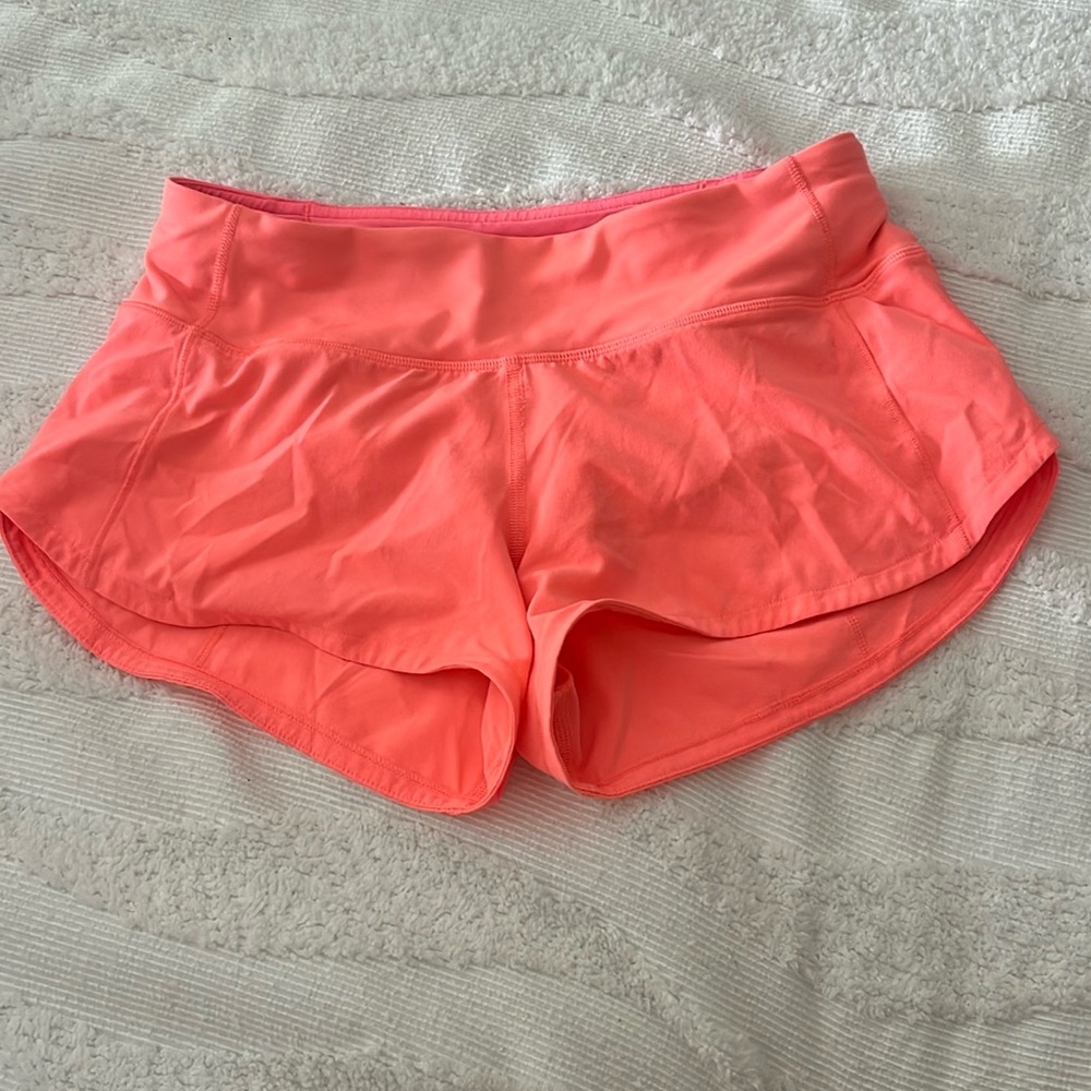 size 2  2.5” pink lululemon speed up shorts - discontinued - perfect condition!